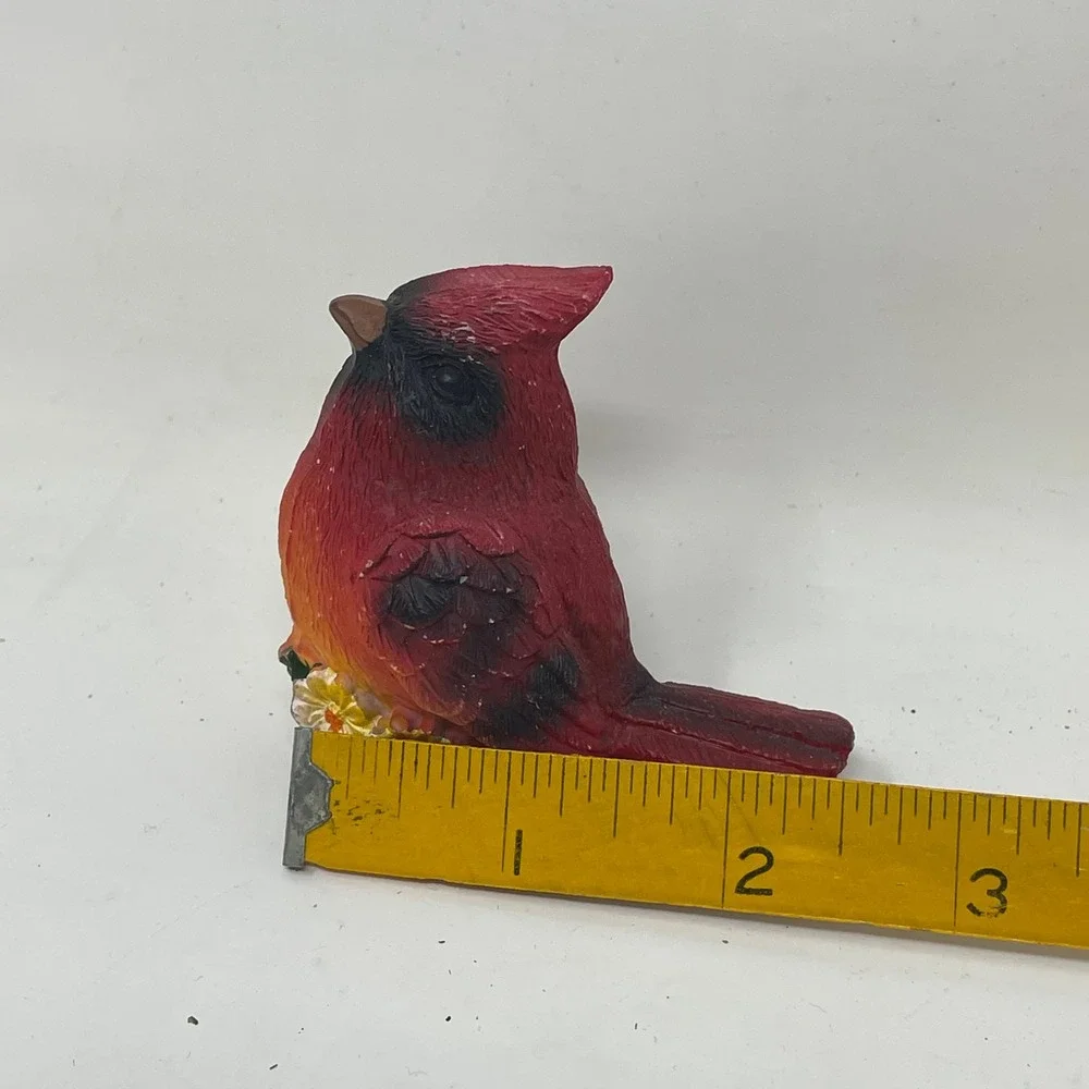 Red Cardinal Bird Rim Hangers Flower Pot Sitters Resin Figurine Pair 2.5 Inch